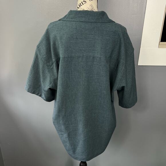 Vintage board surf New York men’s green button up short sleeve collared shirt - Picture 2 of 8